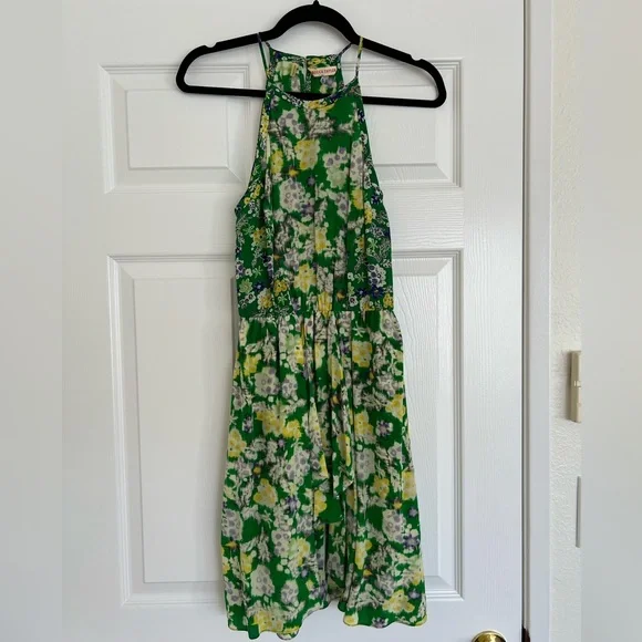 rebecca taylor green dress Rebecca Taylor BELLAMY SILK DRESS IN CREAM MULTI main image 1